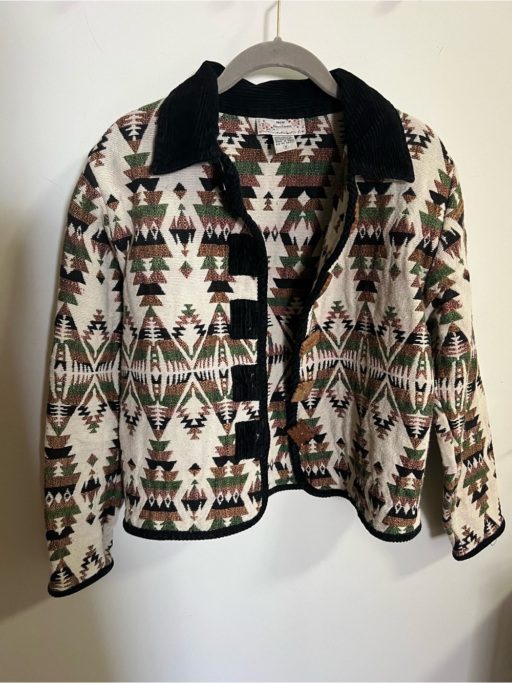 Vintage Aztec Western Cotton Jacket with Corduroy Collar